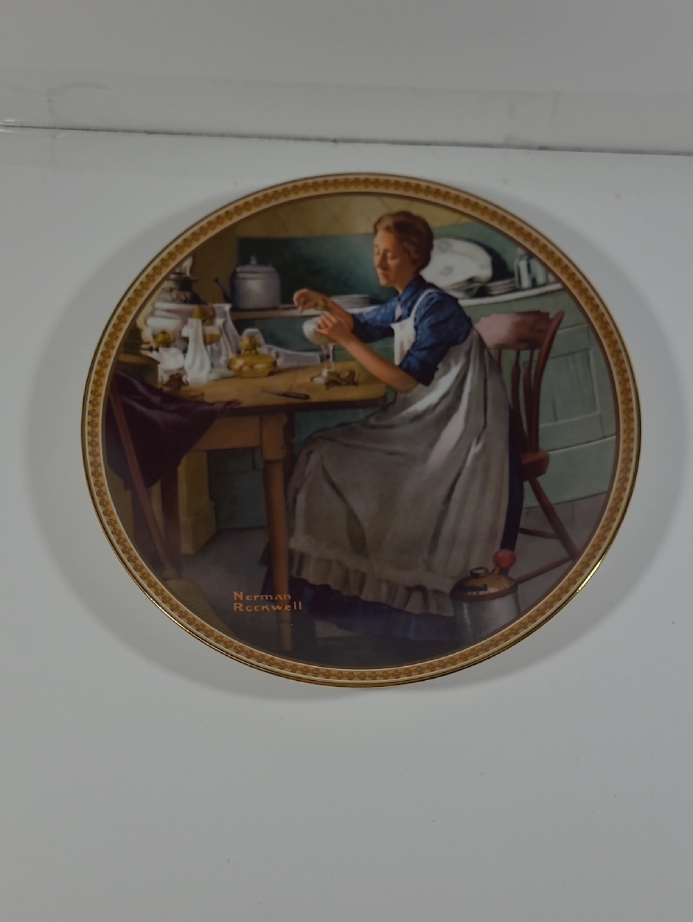 1983 Working In The Kitchen by Norman Rockwell Collector Plate # 120 D